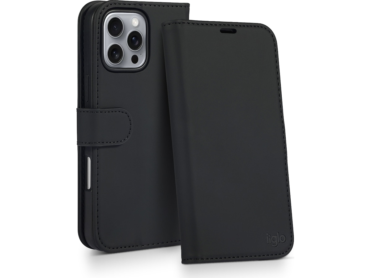 iiglo iPhone 16 Pro Lommebokdeksel (sort) Mobildeksel