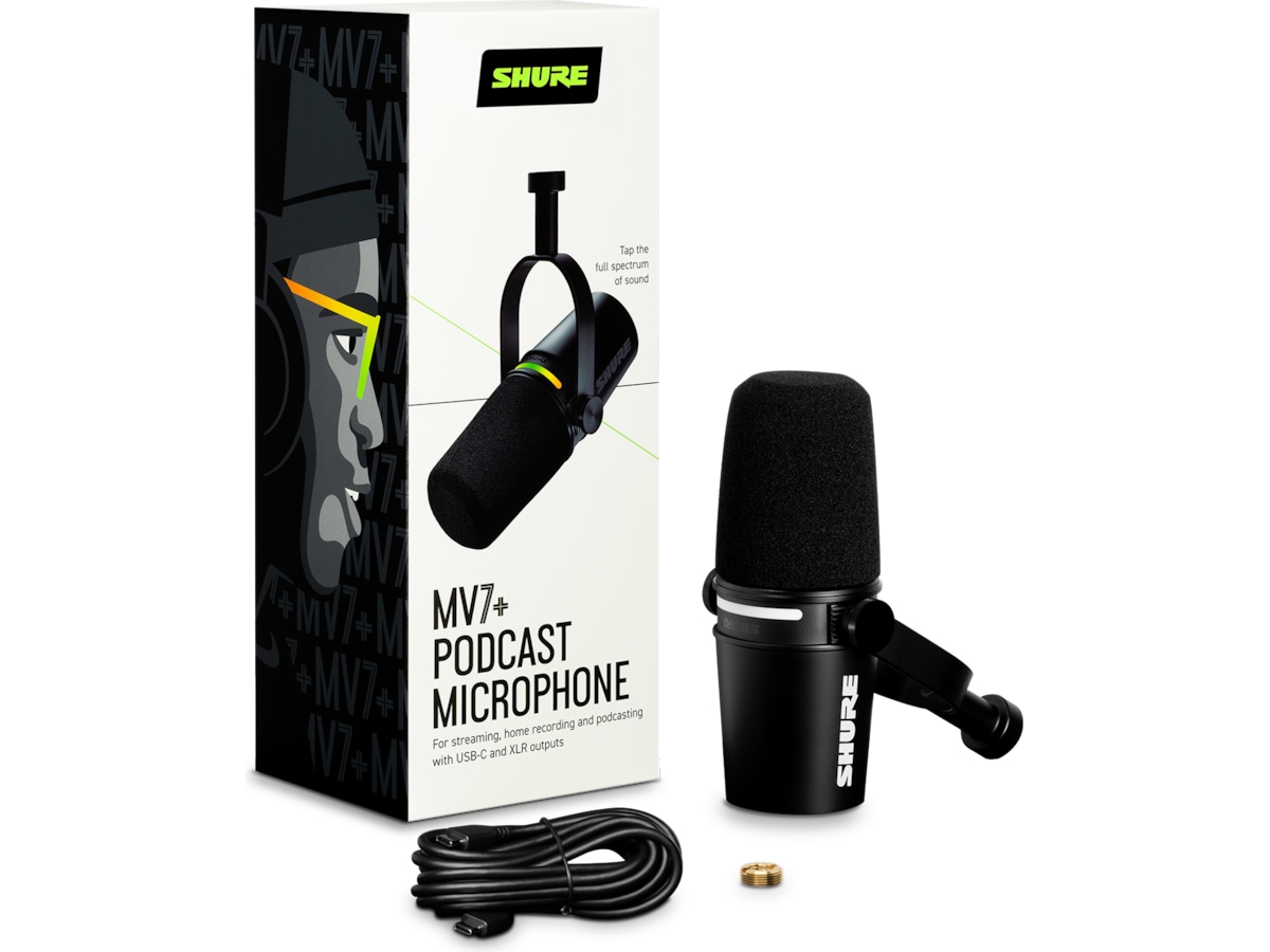 Shure MV7+ Podcast Mikrofon (sort) -B-Grade Demo annet i datautstyr