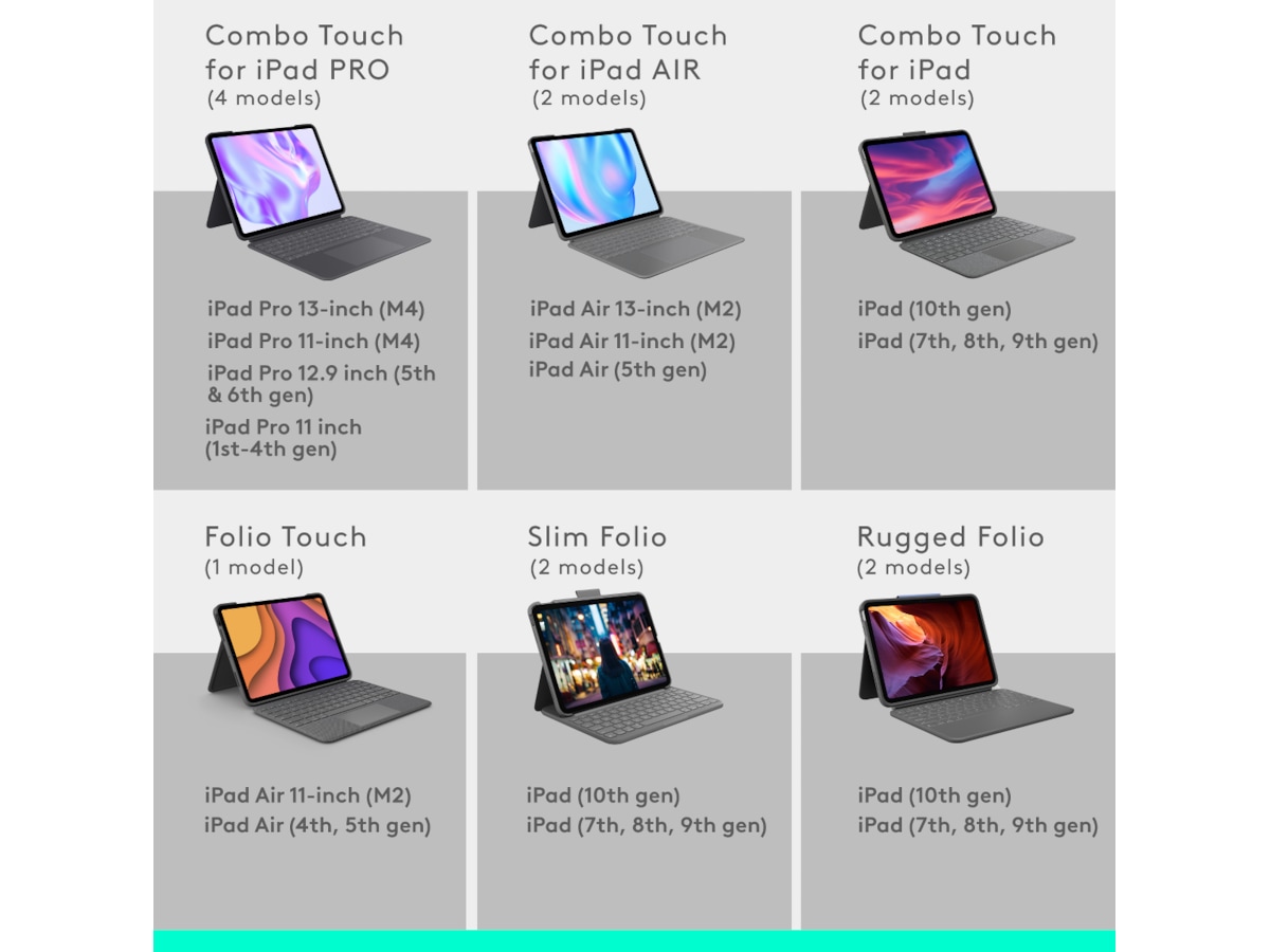 Logitech iPad Air 13" Combo Touch tastaturdeksel (oxford grå) Tastatur og stylus