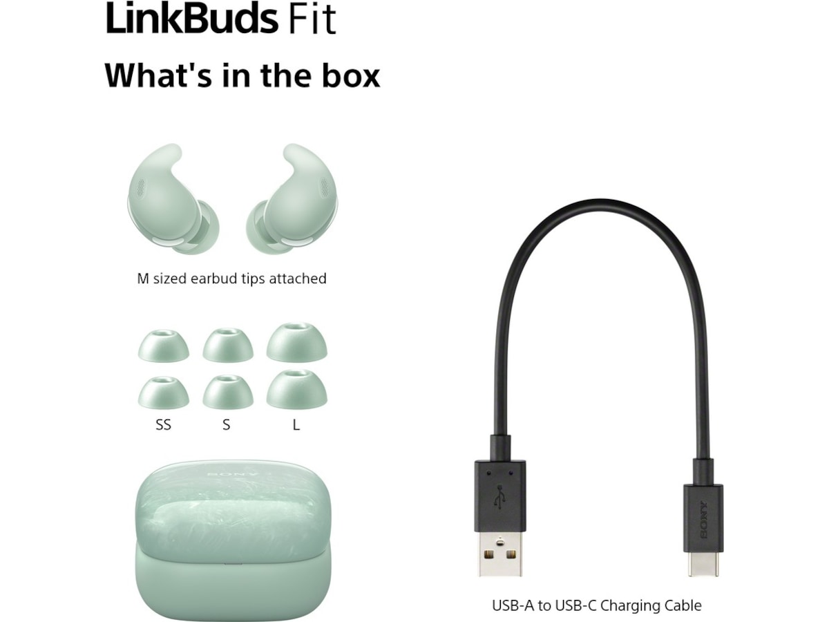 Sony Linkbuds Fit trådløse ørepropper, In-Ear (grønn) Ørepropper