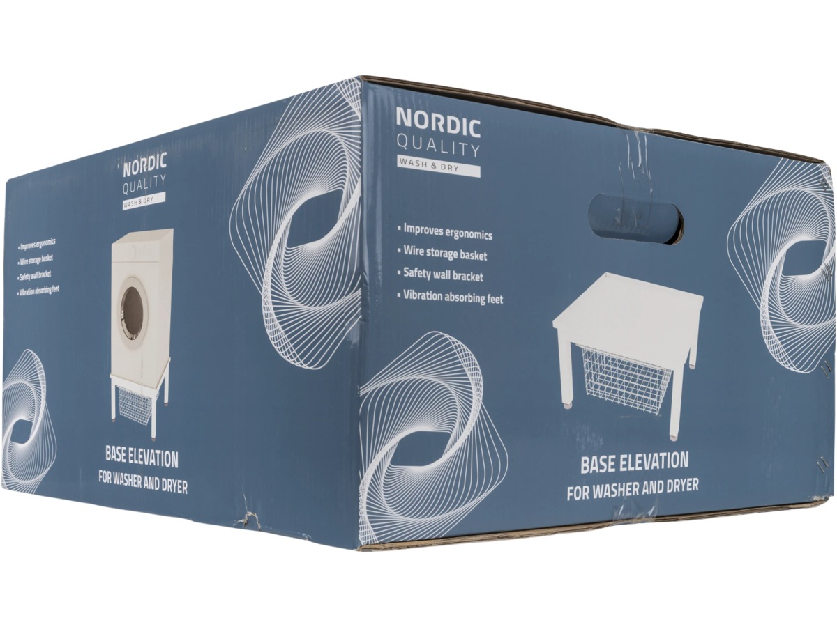 Nordic Quality basehøyde for vaskemaskin/tørketrommel med kurv Tilbehør til vaskemaskin og tørketrommel