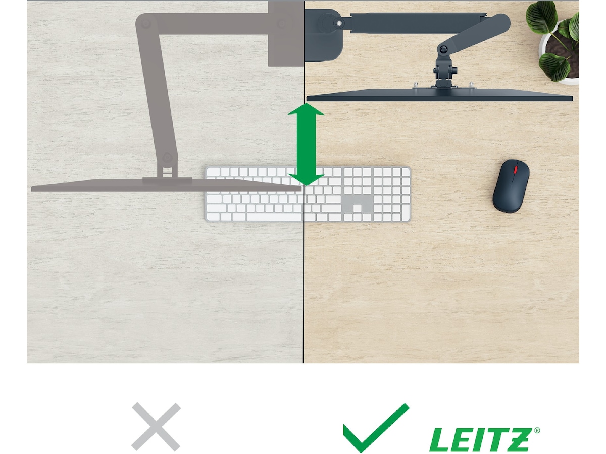 Leitz Ergo Skjermarm dobbel, plassbesparende, 17”-32” flat/buet skjerm Skjermstativ og skjermfeste