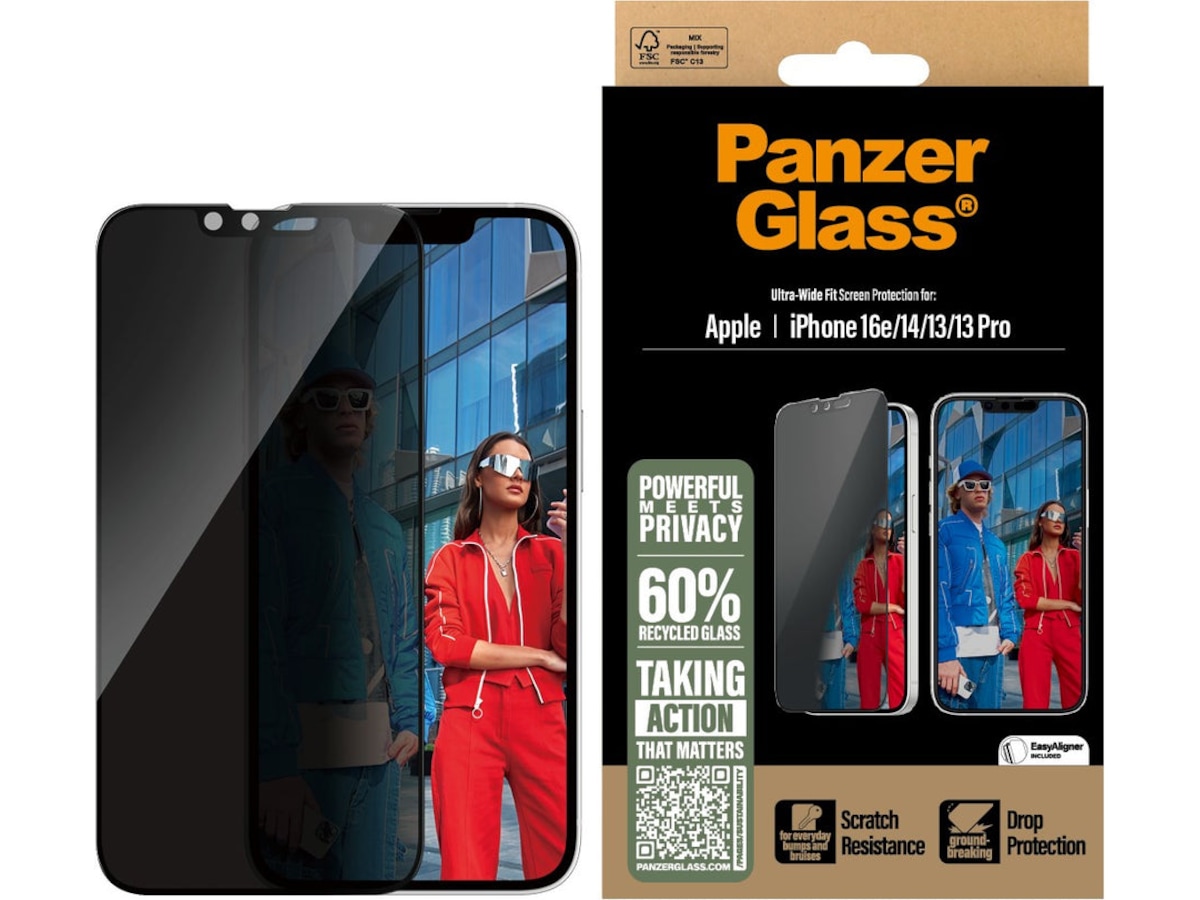PanzerGlass iPhone 16e/14/13/13 Pro Privacy Skjermbeskytter Skjermbeskytter