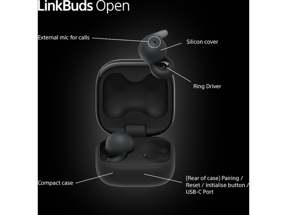 Sony Linkbuds Open True Wireless ørepropper (sort) -B-Grade Demo headset