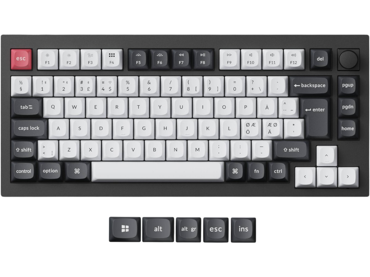 Keychron Q1 HE 75% QMK trådløst gamingtastatur (sort) Gamingtastatur