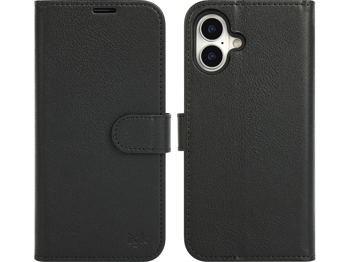 iiglo iPhone 16 Plus 2-i-1 Lommebokdeksel (sort) Mobildeksel