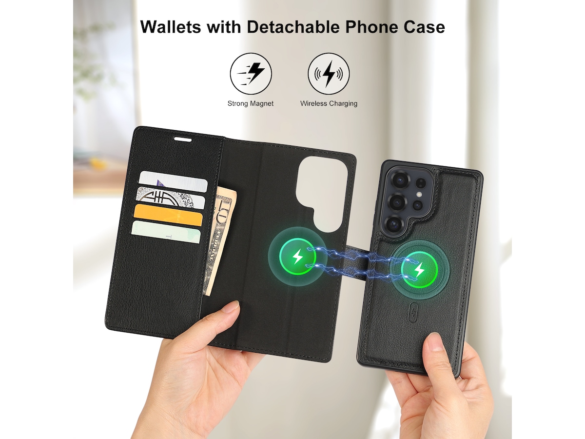 iiglo Galaxy S25 Ultra 2-i-1 Lommebokdeksel (sort) Mobildeksel