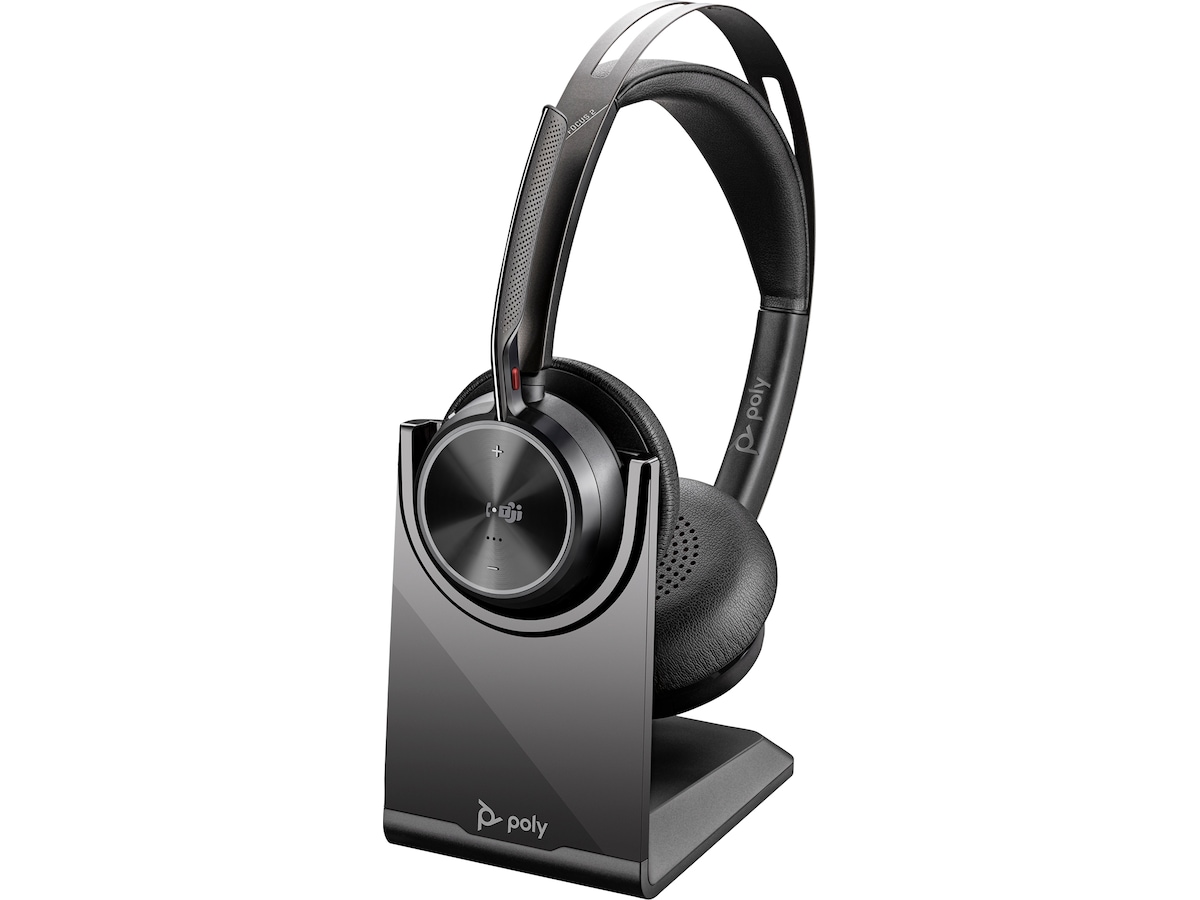 Poly Voyager Focus 2 MS USB-C Headset med ladestativ Trådløse hodesett