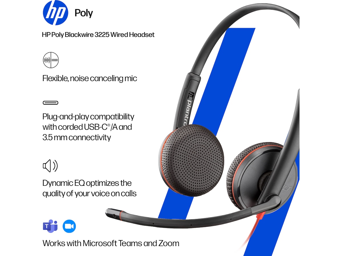 Poly Blackwire 3225 Stereo USB-C Headset Kablede hodesett