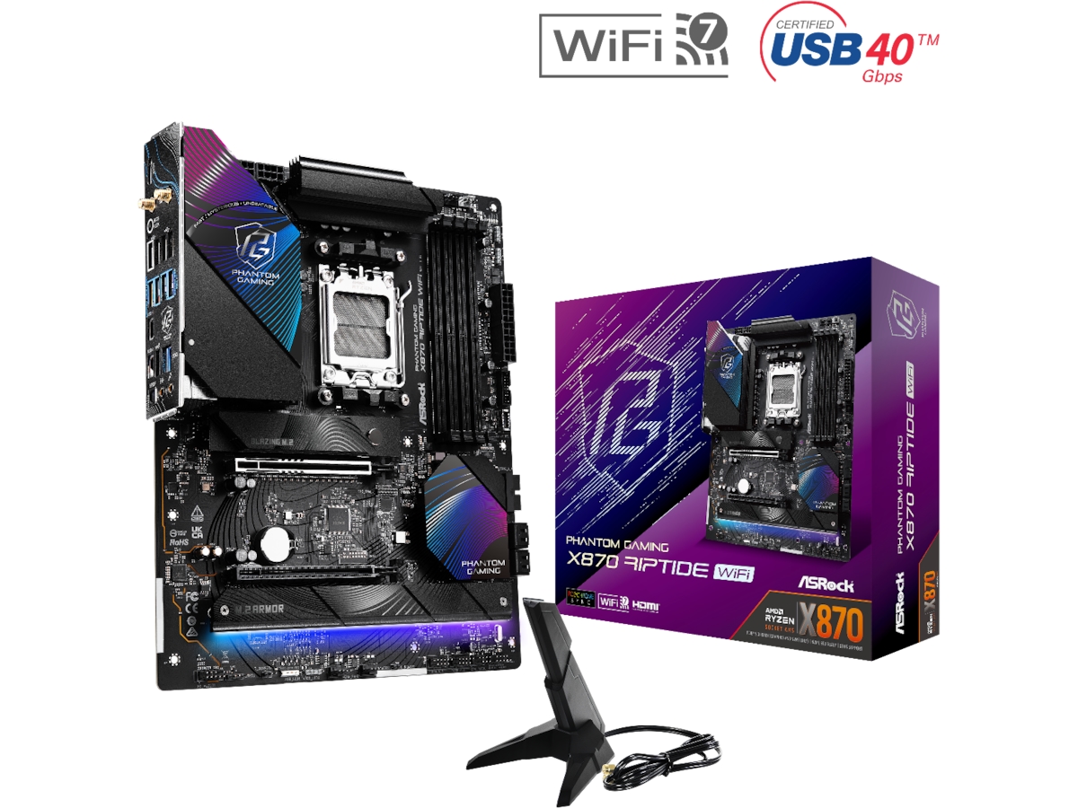 ASRock X870 Phantom Gaming Riptide WiFi Hovedkort -B-Grade Demo hovedkort