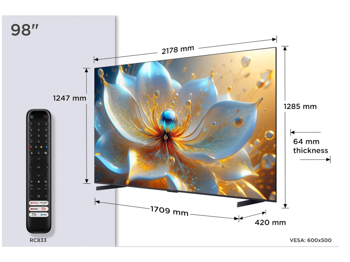 TCL 98" T8C 4K QLED Google TV (2025) Over 80 tommer TV
