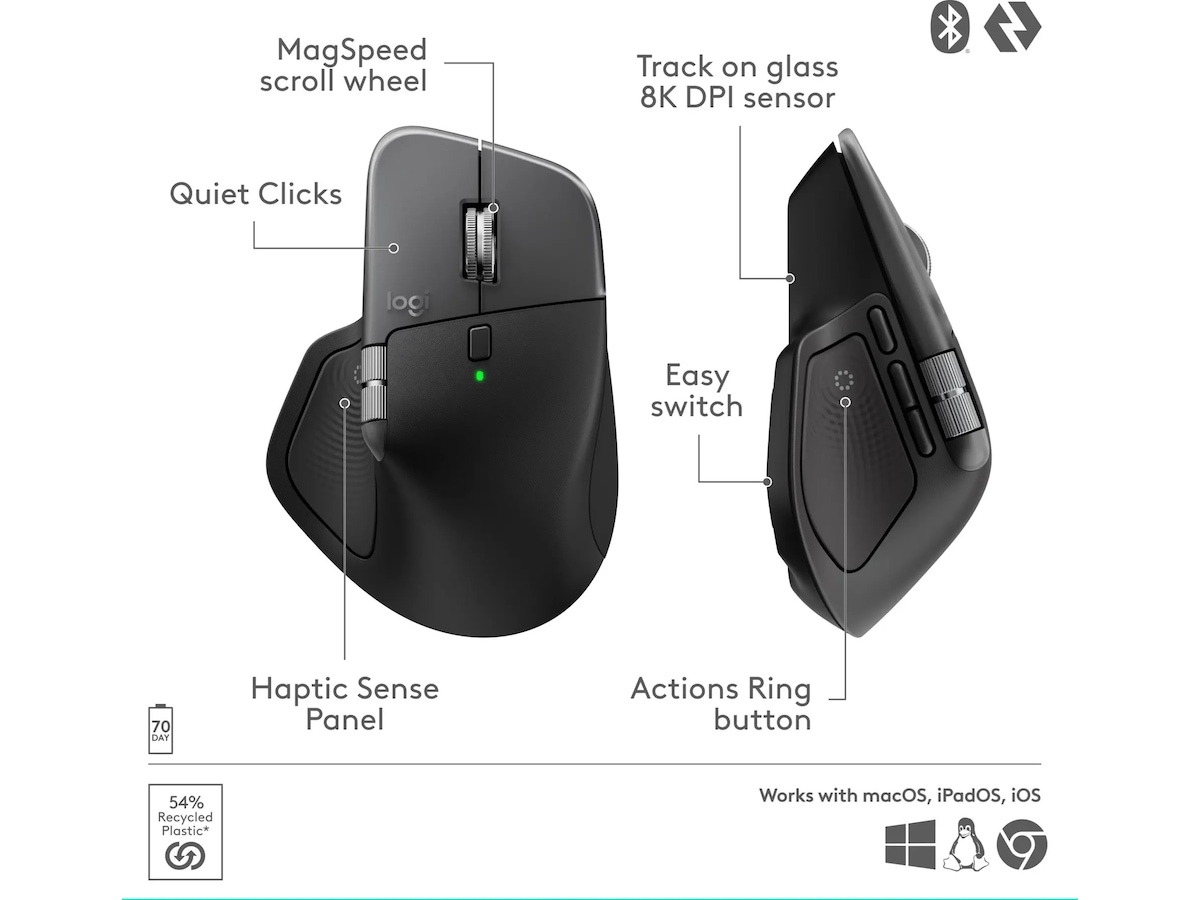 Logitech MX Master 4 for Mac Trådløs Mus (space black) Mus