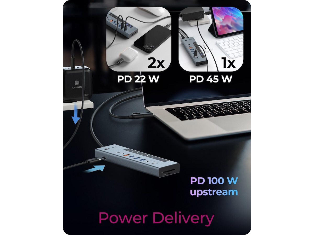 ICY BOX 11-i-1 USB Type-C HUB Dockingstasjon & USB-HUB