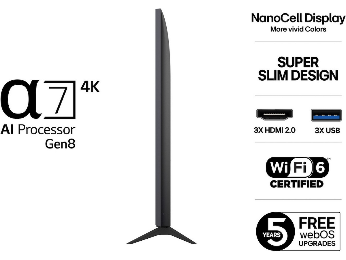 LG 75" NANO80 AI 4K NanoCell Smart-TV (2025) + Soundbar 70 - 79 tommer TV