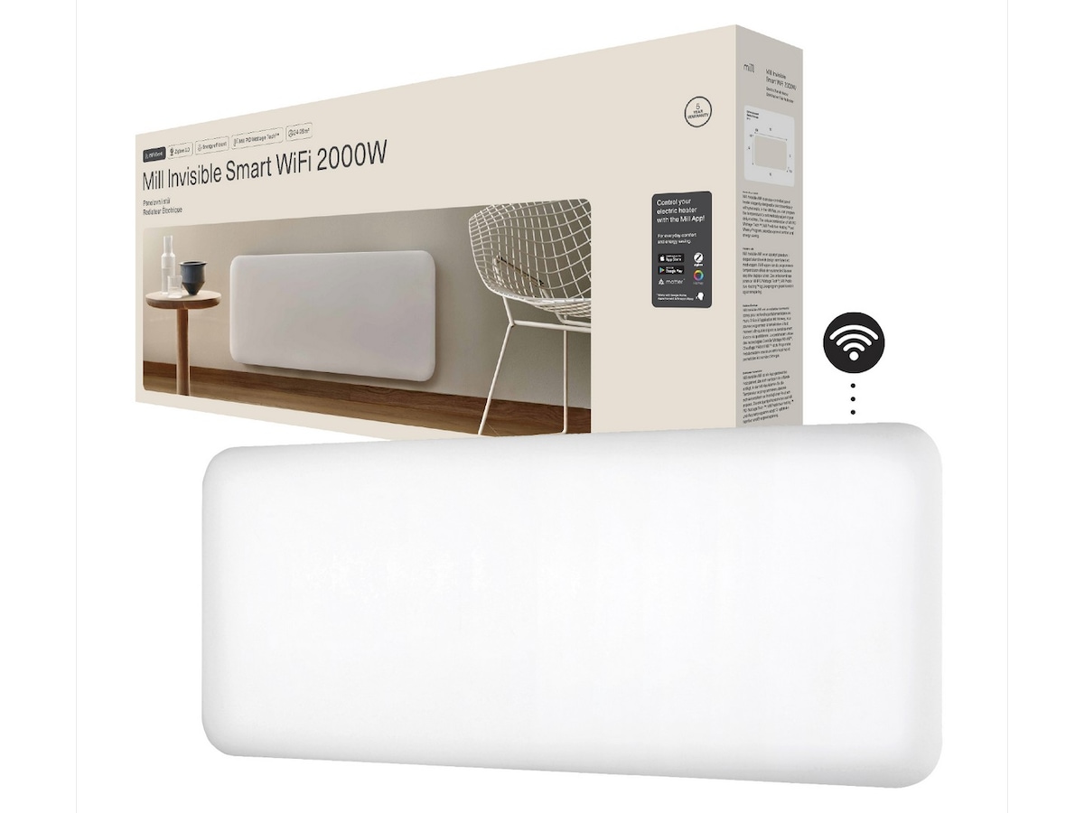 Mill Invisible Smart WiFi 4. gen. panelovn 2000 W 2-pakning Panelovner