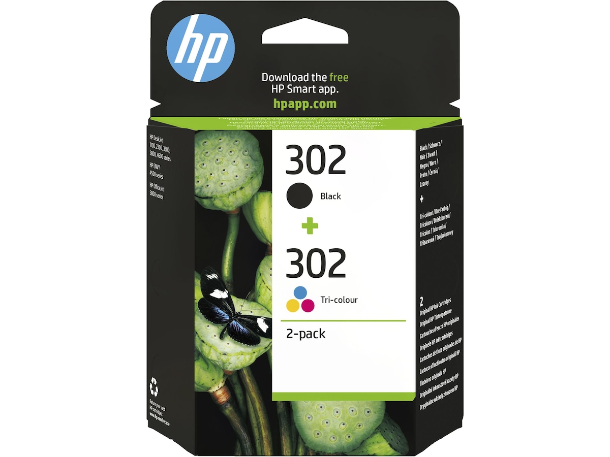 HP Blekk 302 2-pakning (svart + trefarget) Blekkpatroner
