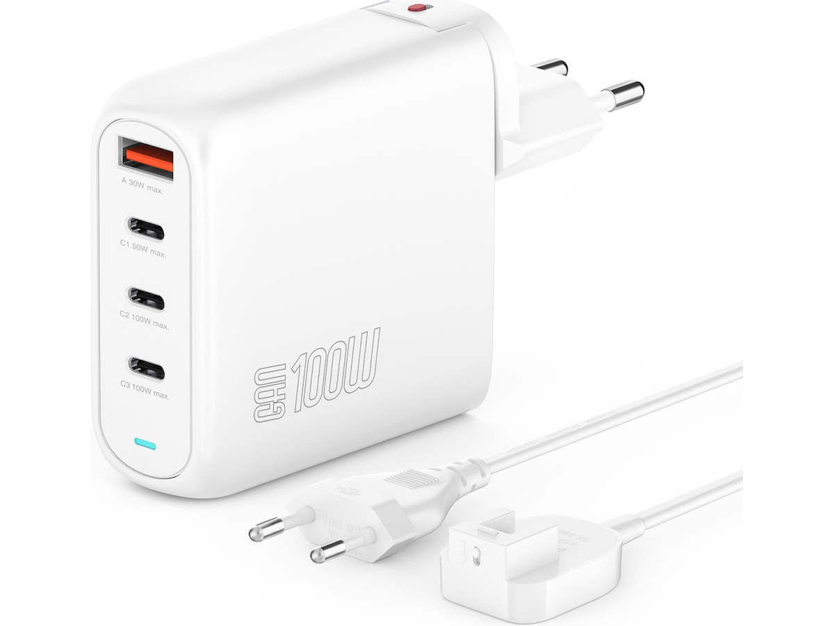 4smarts 100W GaN Flex Pro Travel Edition-lader (hvit) Batteri og lader