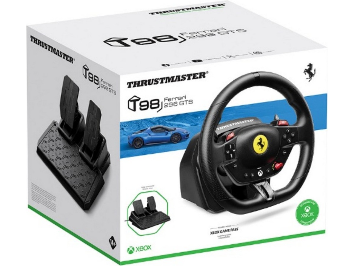 Thrustmaster T98-X Ferrari 296 GTS Racing Wheel Ratt og pedaler
