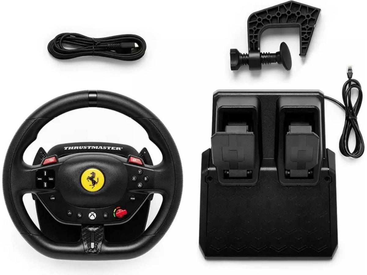 Thrustmaster T98-X Ferrari 296 GTS Racing Wheel Ratt og pedaler