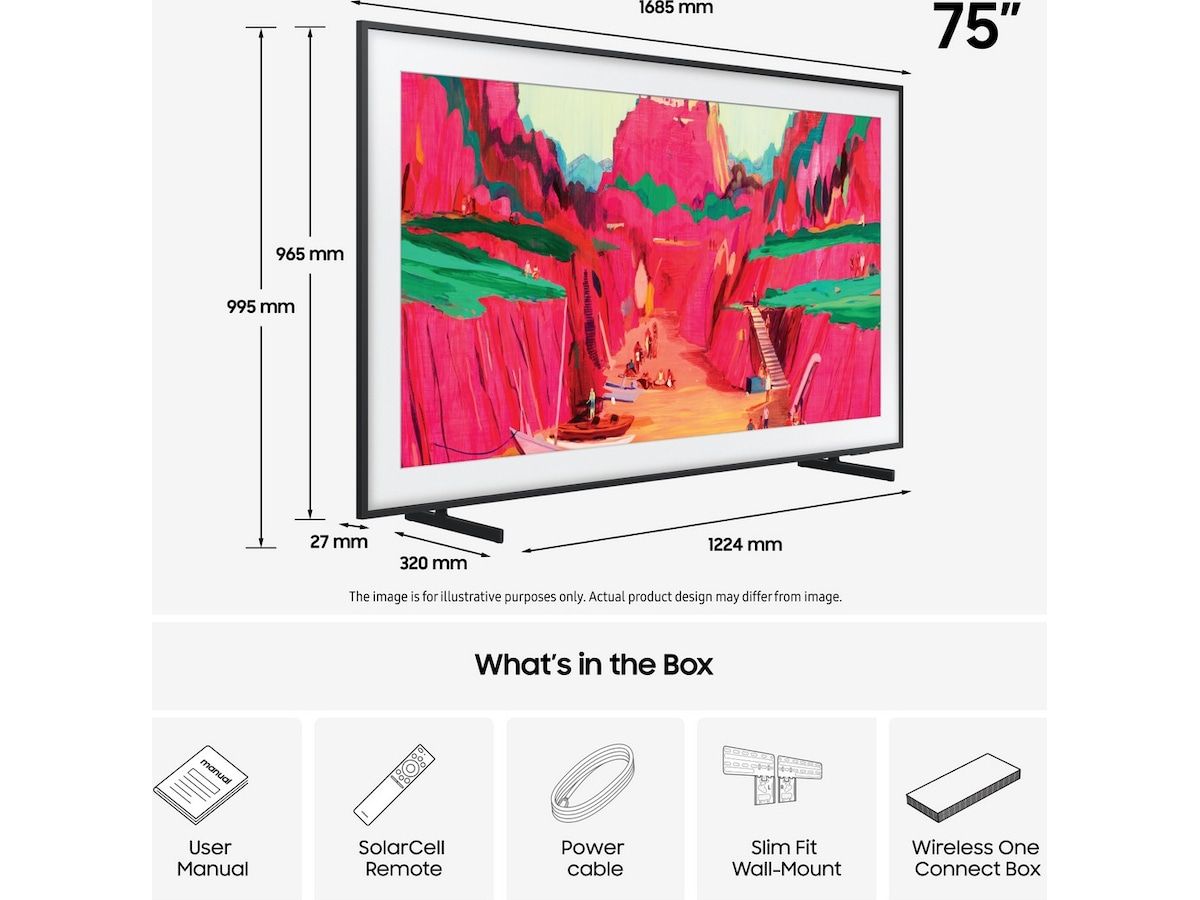 Samsung The Frame Pro 75" LS03FW + ramme Beige Wood 60 - 69 tommer TV