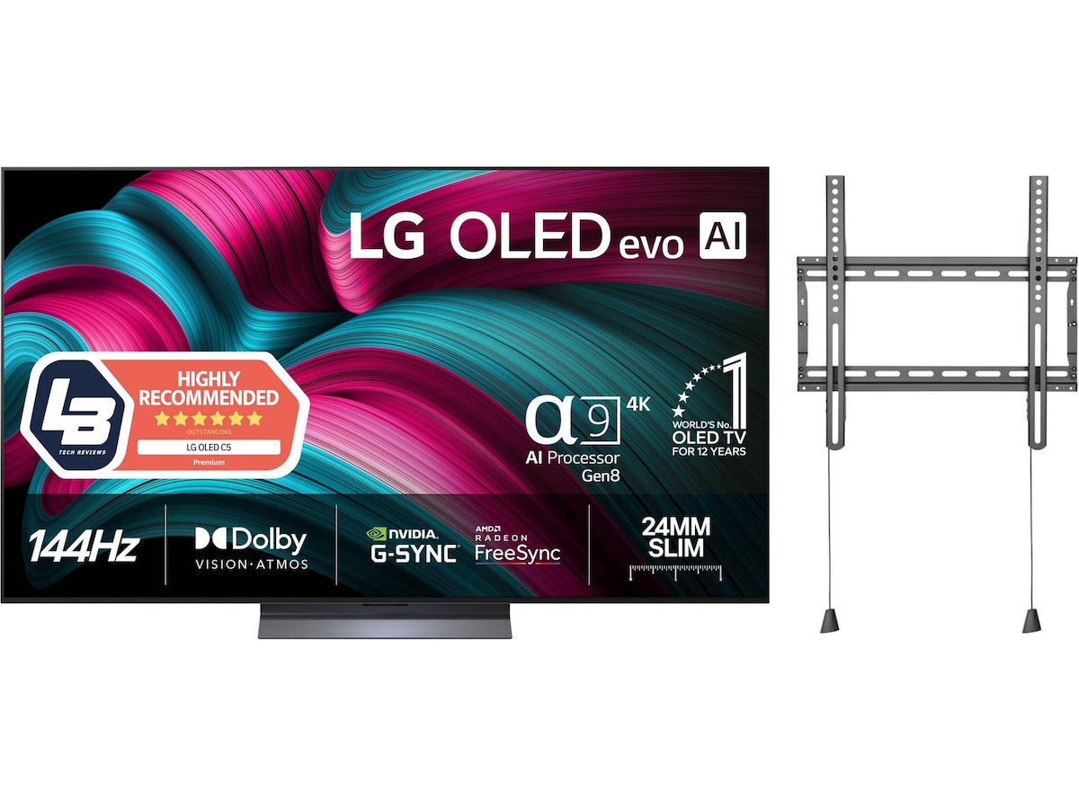 LG 55" C5 AI 4K OLED Smart TV (2025) + veggfeste 50 - 59 tommer TV