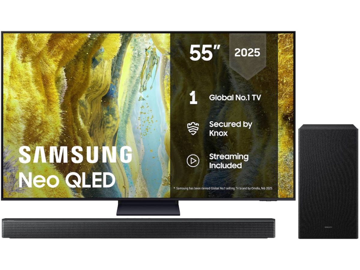 Samsung 55" QN73F Neo QLED 4K Mini LED Smart TV (2025) + lydplanke 50 - 59 tommer TV