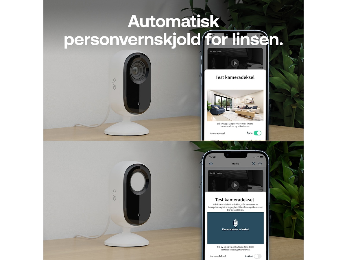Arlo Essential 3 HD innendørs overvåkningskamera 2-pack Overvåkningskameraer