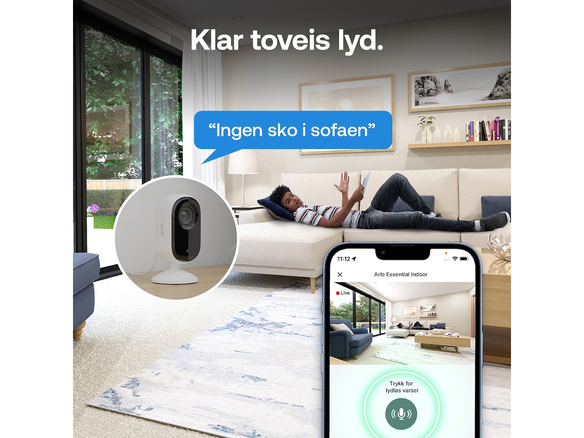Arlo Essential 3 HD innendørs overvåkningskamera 2-pack Overvåkningskameraer