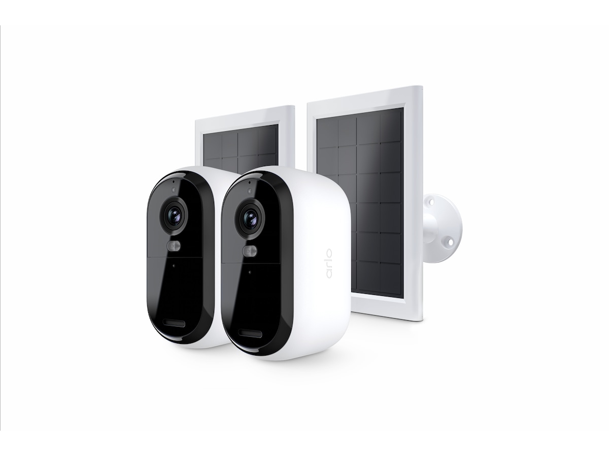 Arlo Essential 3 2K utendørs overvåkningskamera 2-pack + solcellepanel Overvåkningskameraer
