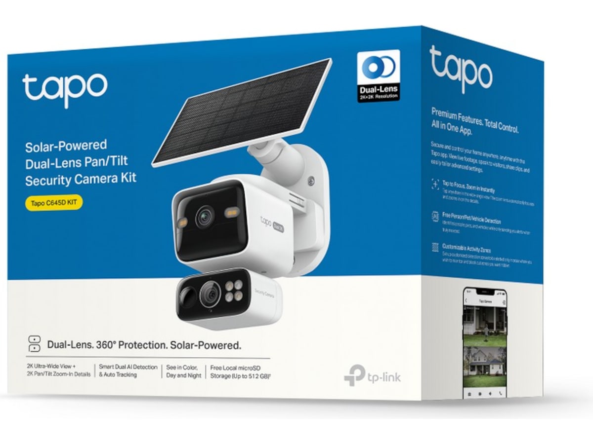 TP-Link Tapo C645D KIT overvåkningskamera, solcelledrevet Overvåkningskameraer