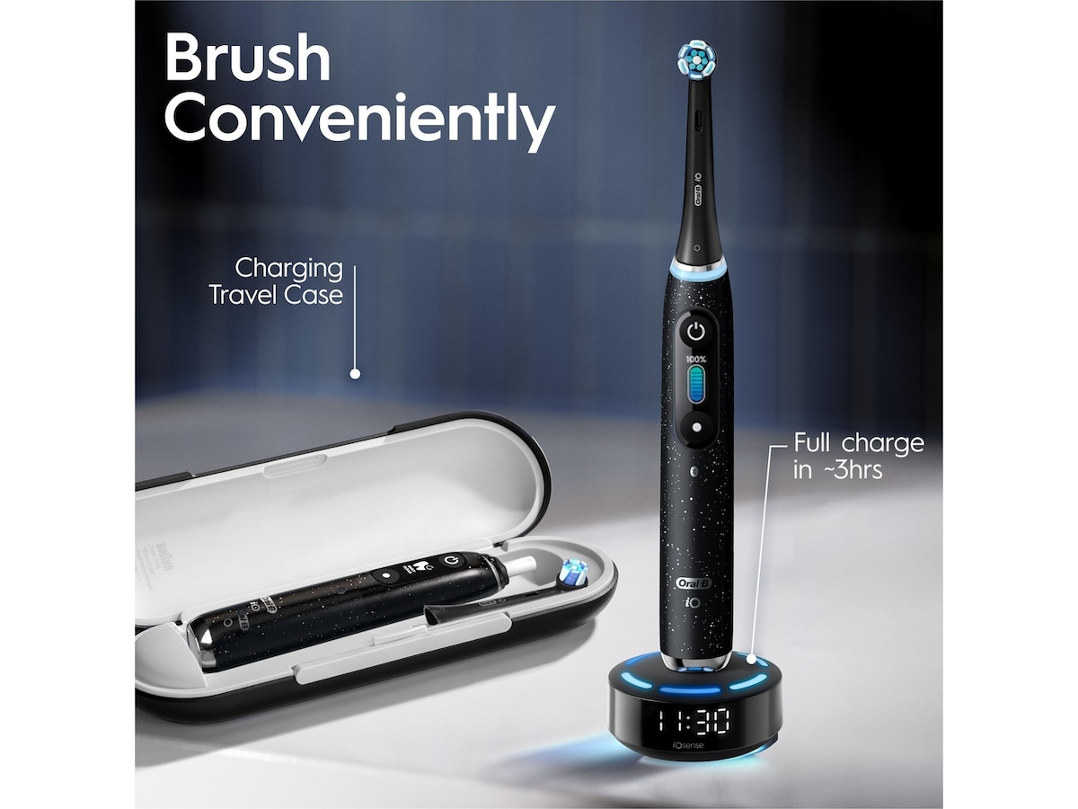 Oral-B iO 10 elektrisk tannbørste (sort) + børstehoder Elektriske tannbørster