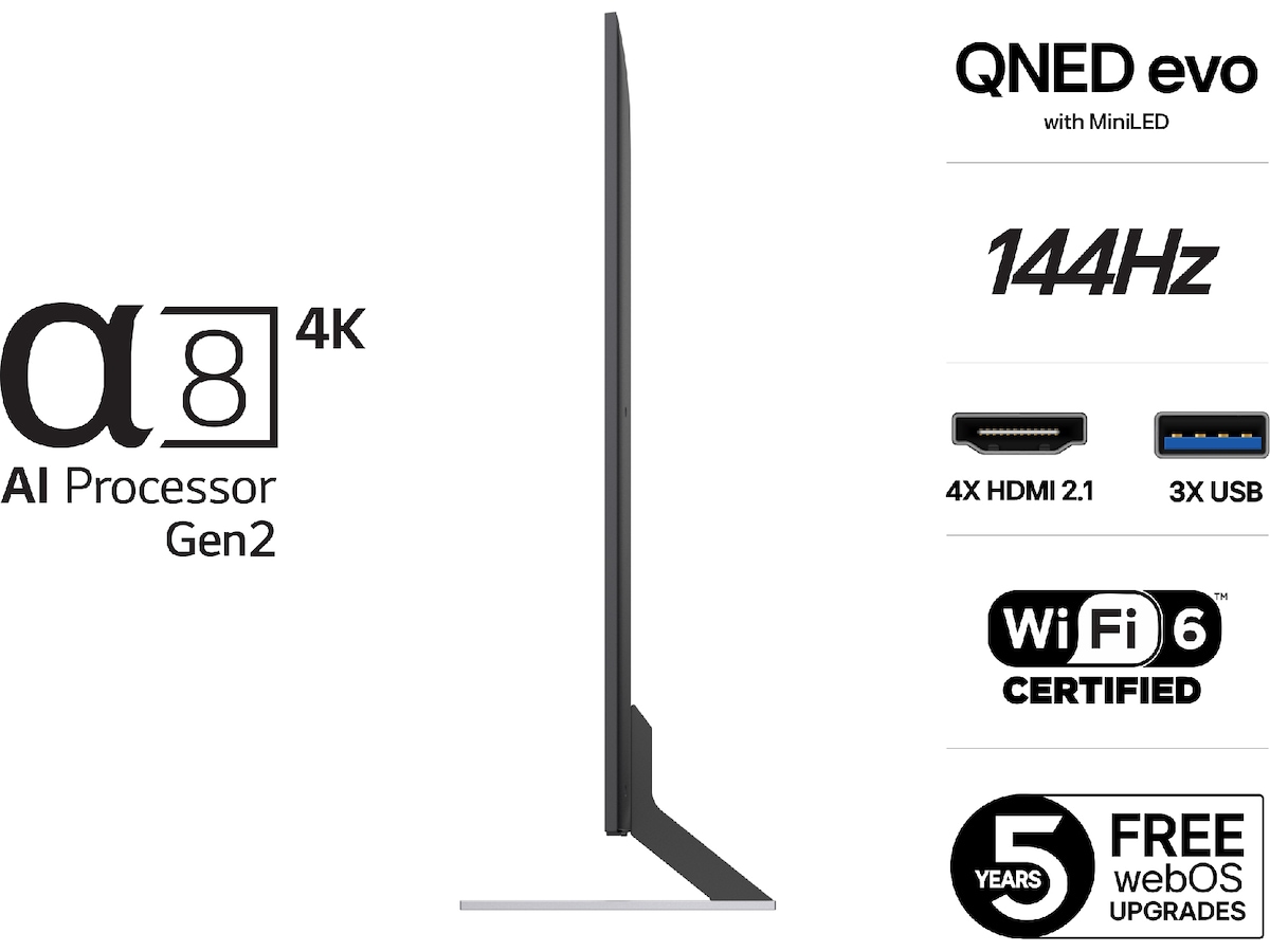 LG 86'' QNED85 evo AI MiniLED 4k smart-TV (2025) + soundbar 60 - 69 tommer TV