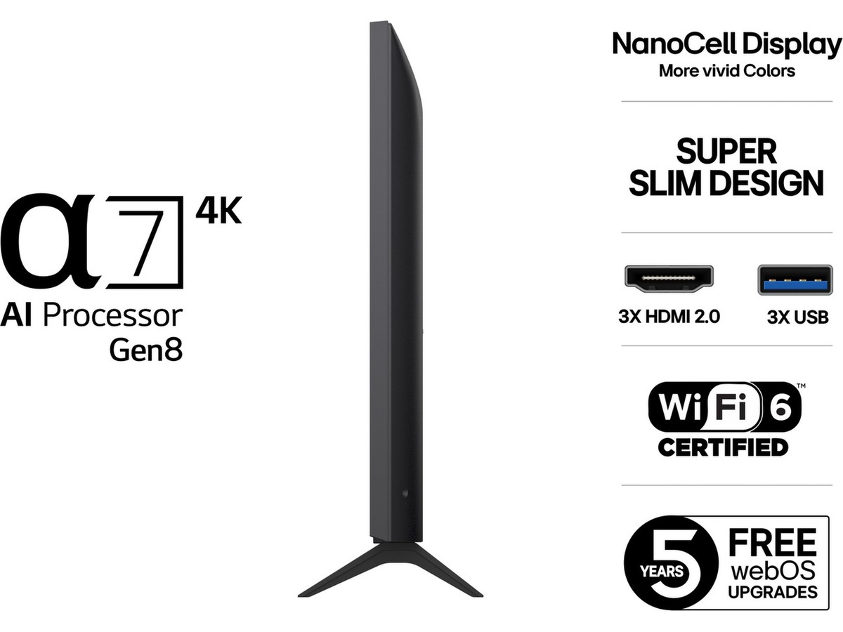 LG 43" NANO80 AI 4K NanoCell smart-TV (2025) + soundbar 60 - 69 tommer TV