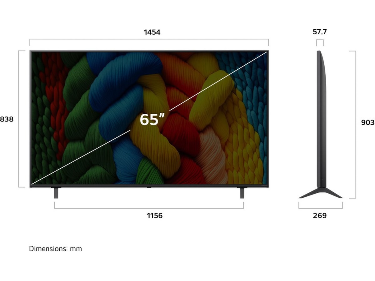 LG 65" NANO80 AI 4K NanoCell smart-TV (2025) + soundbar 60 - 69 tommer TV
