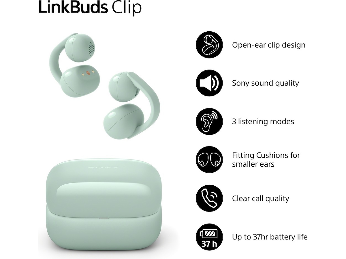 Sony LinkBuds Clip åpne øretelefoner (grønn) Hodetelefoner