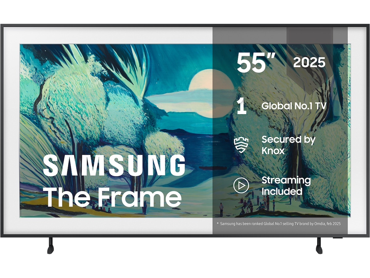 Samsung 55" The Frame LS03FA QLED 4K smart-TV (2025) + hvit ramme 50 - 59 tommer TV