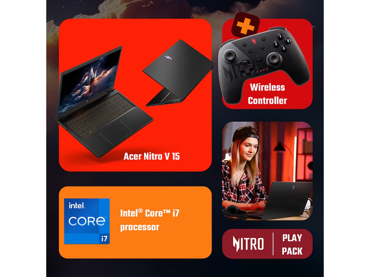 Acer Nitro V 15 15,6" FHD 165 Hz inkl. kontroller -B-Grade Demo bærbar PC