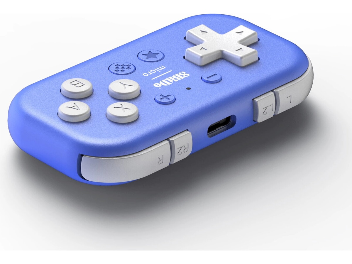 8BitDo Micro Bluetooth-spillkontroller (blå) Tilbehør til spillkonsoller