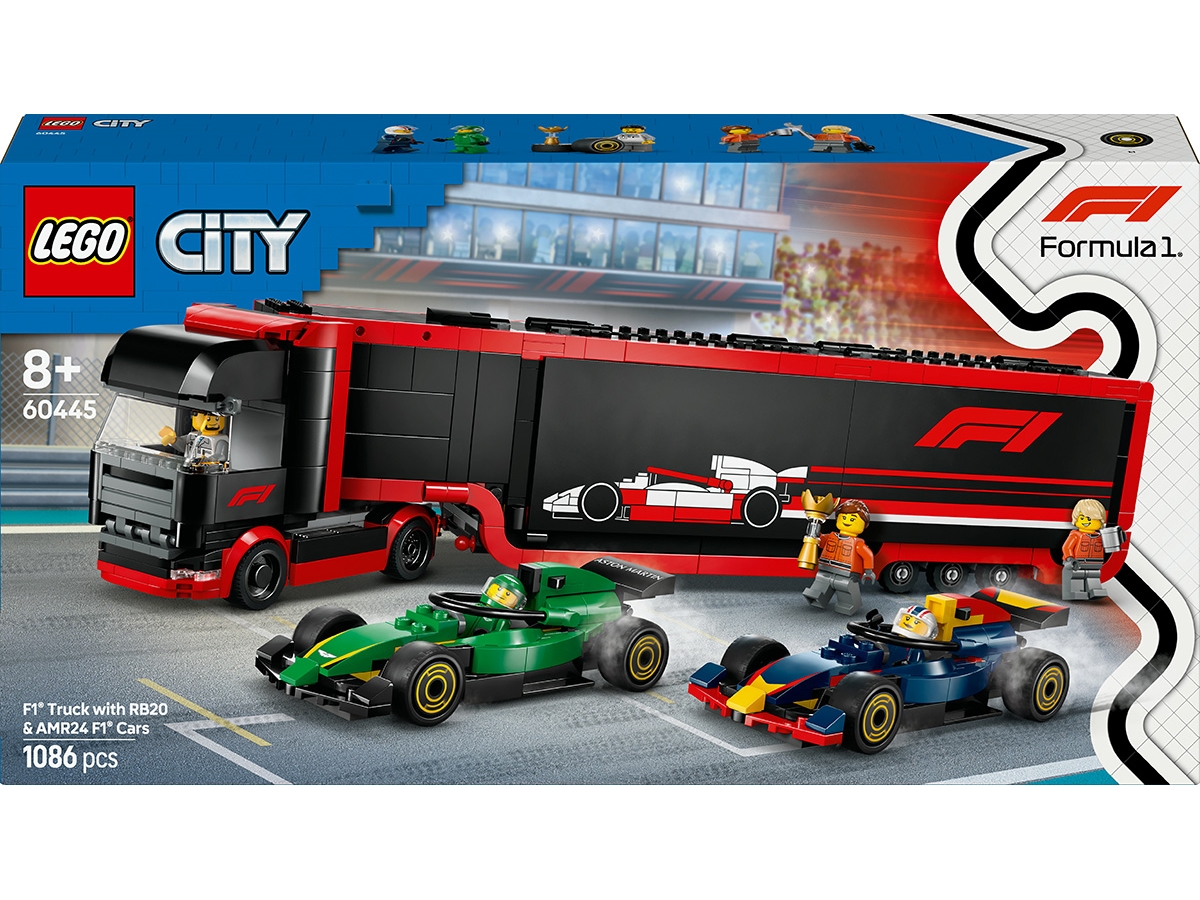 LEGO City F1 lastebil med RB20 og AMR24 F1-biler 60445 LEGO