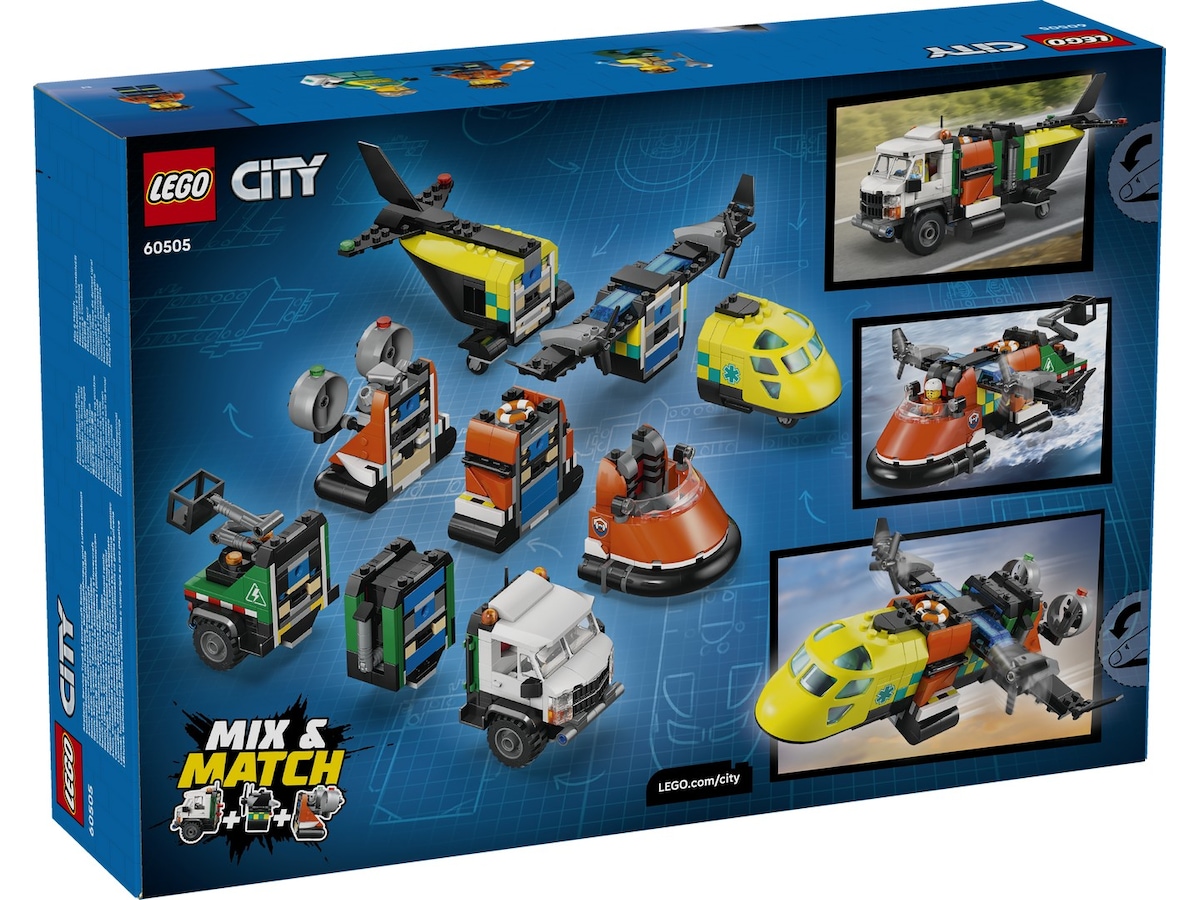 LEGO City Great Vehicles fly-, servicebil- og luftputebåt-remiks 60505 LEGO