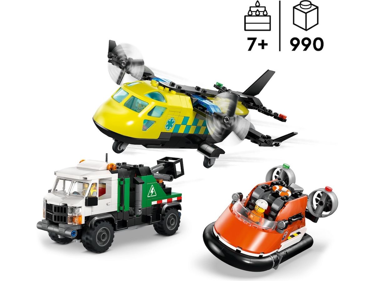 LEGO City Great Vehicles fly-, servicebil- og luftputebåt-remiks 60505 LEGO