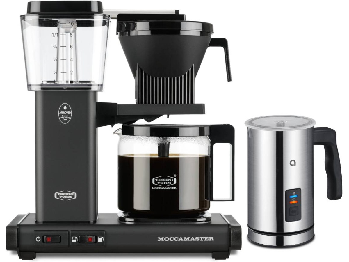 Moccamaster Optio (matt sort) + melkeskummer Kaffetraktere