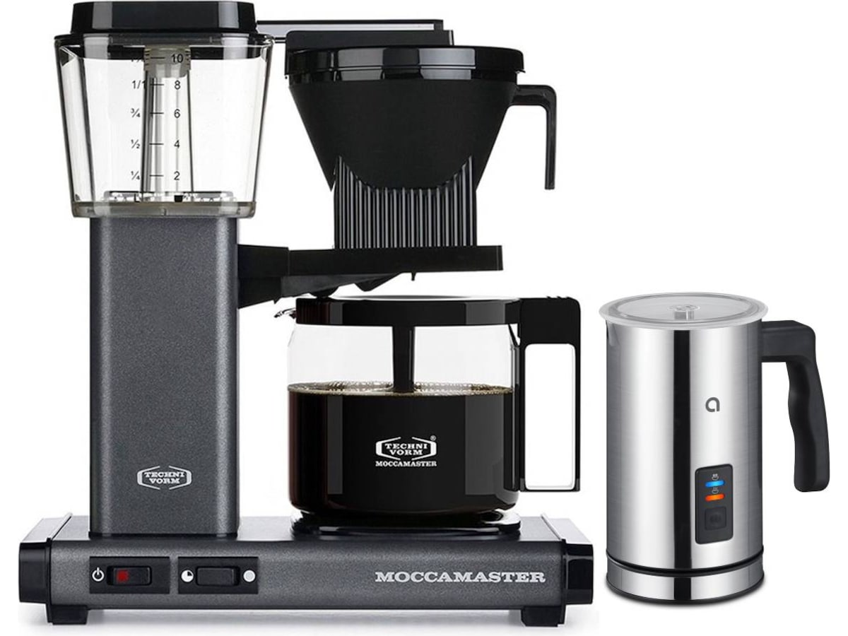 Moccamaster Automatic 53747 kaffetrakter (steingrå) + melkeskummer Kaffetraktere