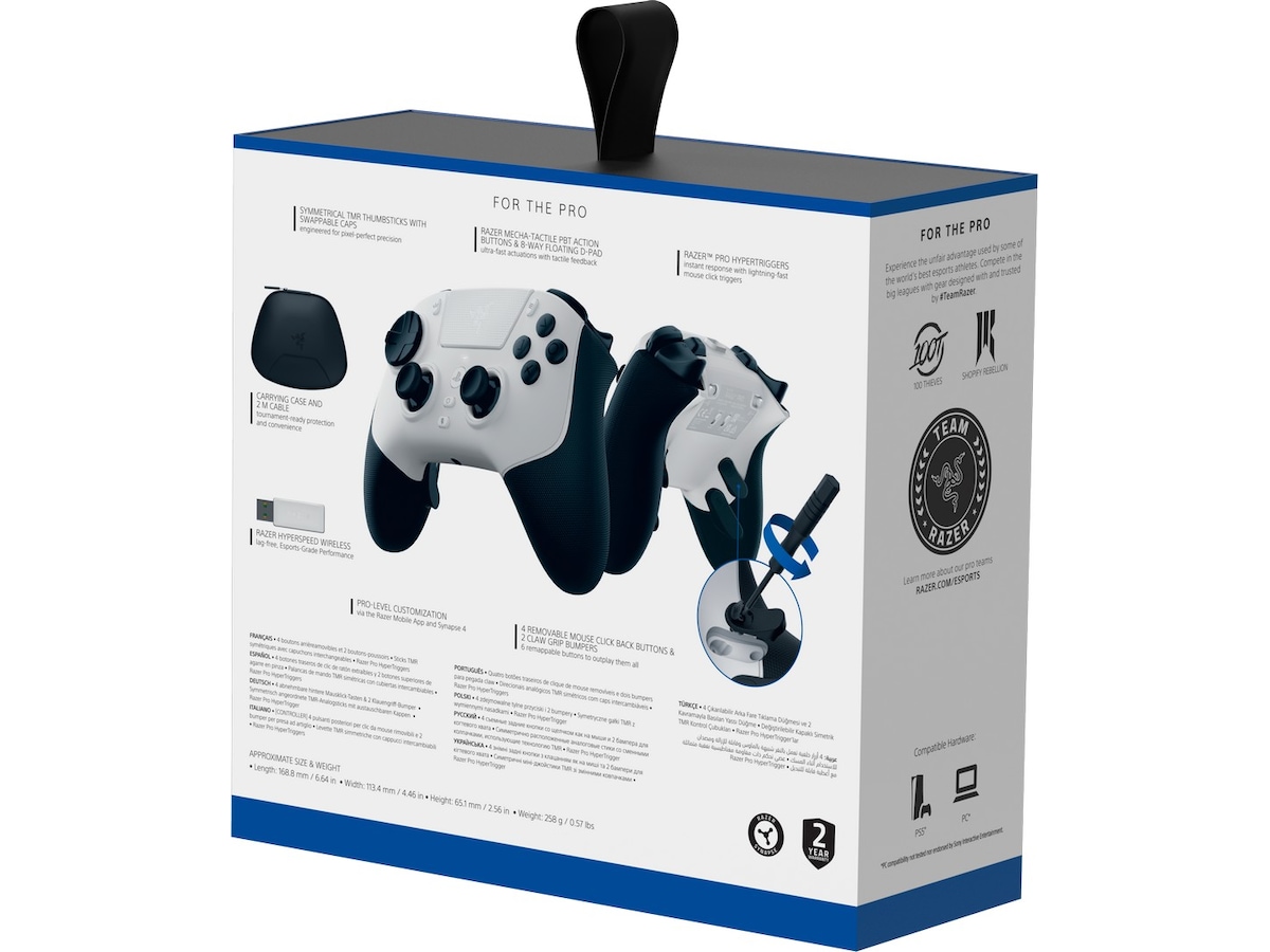 Razer Raiju V3 Pro trådløs kontroller for PS5 og PC (hvit) Tilbehør til spillkonsoller