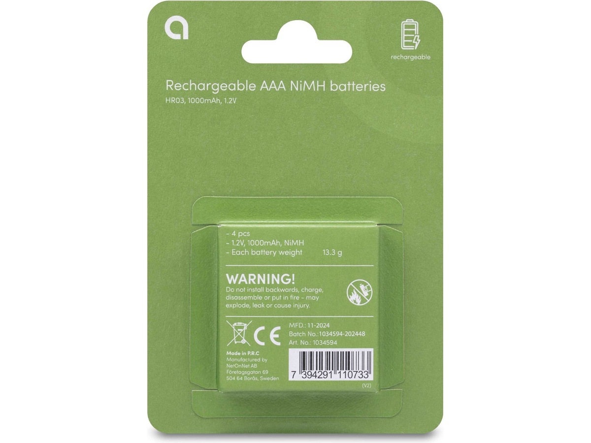 Andersson oppladbare AAA batteri, 2x4-pk Batterier til generell bruk