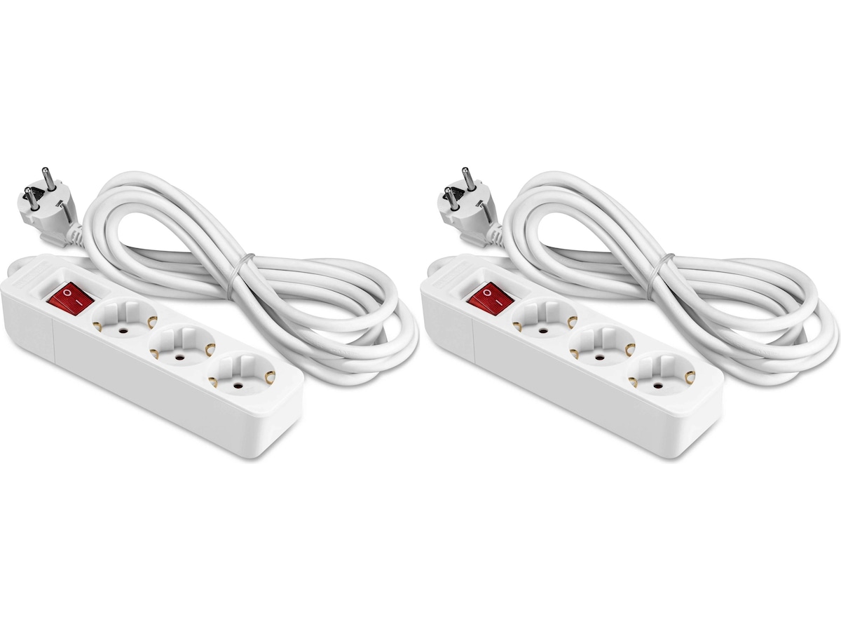 ON 3-vei strømforgrener 3m 2-pack Skjøtekabel & forgrener