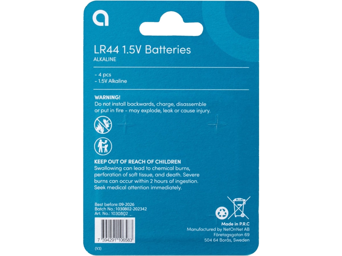 Andersson LR44 knappcellebatterier 2x4-pk Batterier til generell bruk