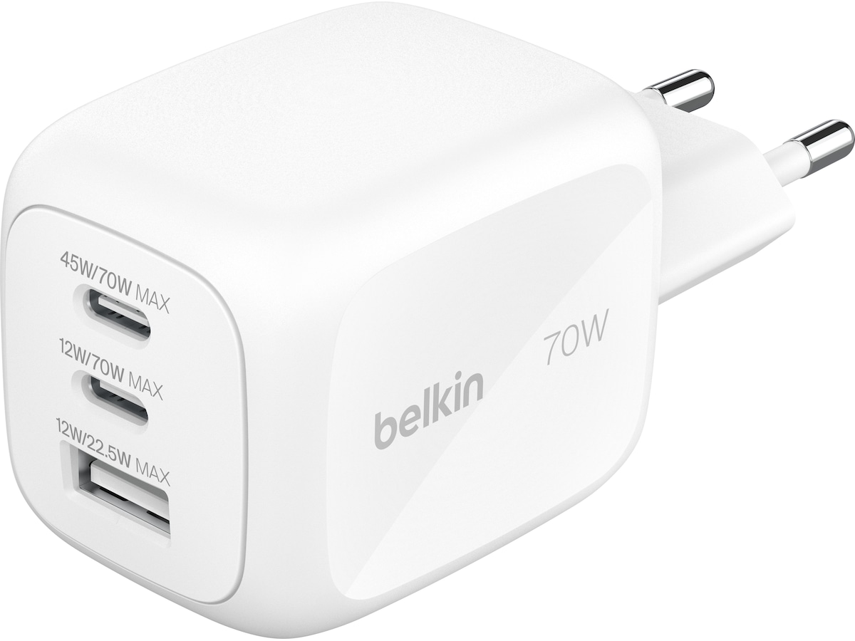 Belkin BoostCharge Pro GaN 70W vegglader + reiseadapter Mobilladere