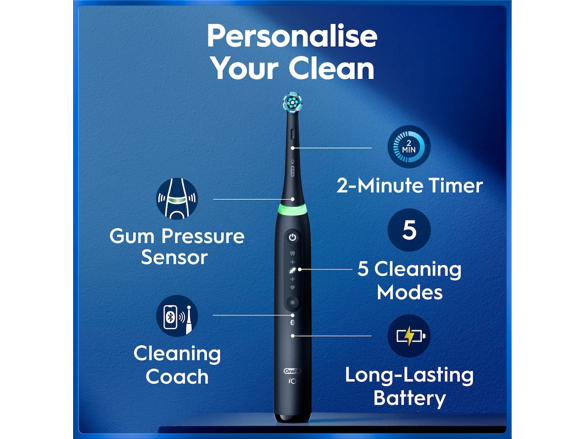 Oral-B iO5 elektrisk tannbørste duo-pakke (svart og hvit) Tilbehør til tannpleie