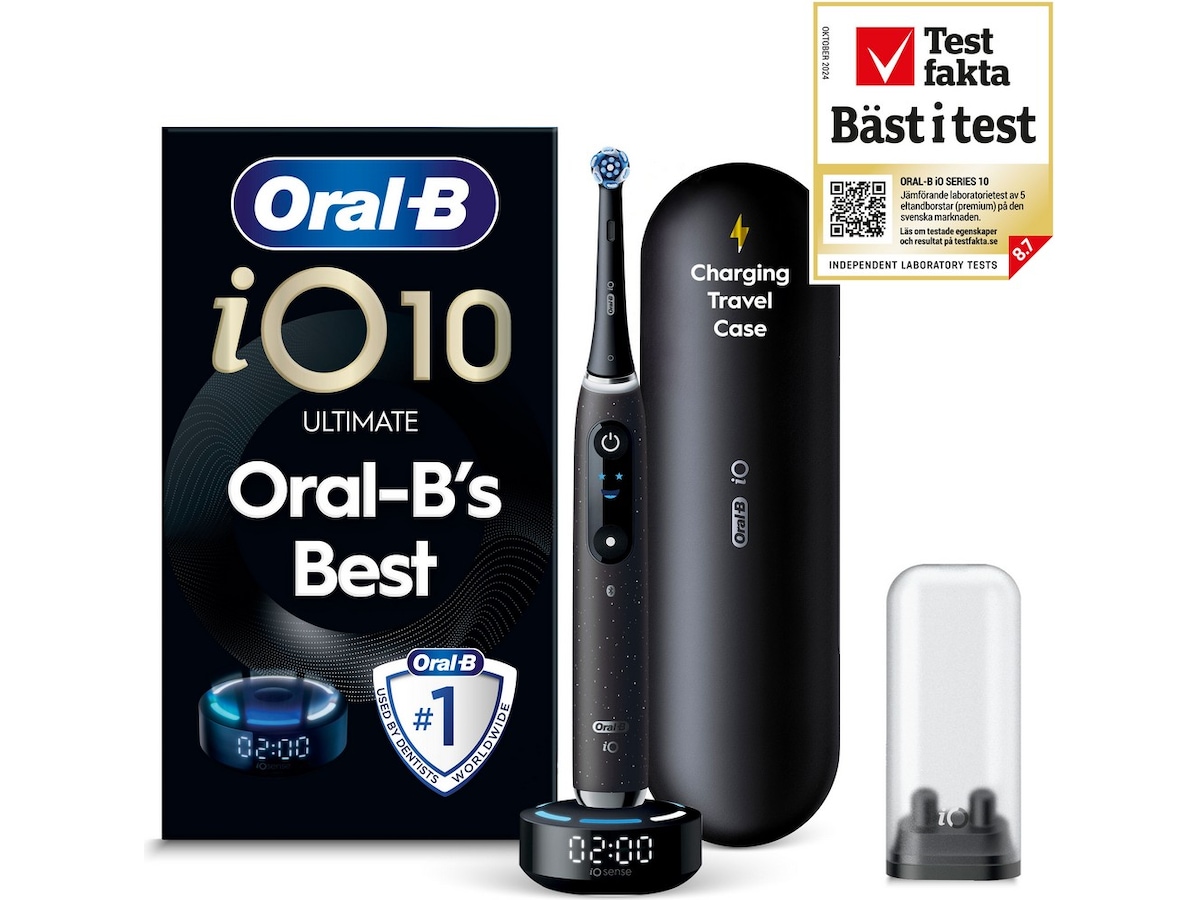 Oral-B iO10 elektrisk tannbørste (svart) Tilbehør til tannpleie